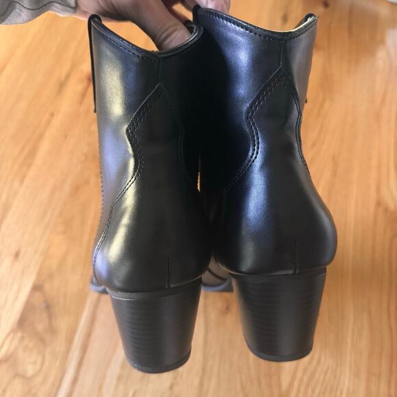 GAP Western Heeled Cowboy Boots Faux Leather in "True Black" Size 9.5 - Picture 6 of 9